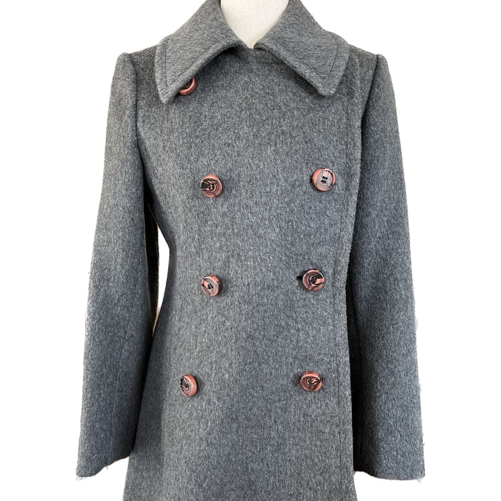 SOLD- Classic Vintage Union Made Gray Wool Ling Coat - Fall Autumn Winter - Picture 2 of 7